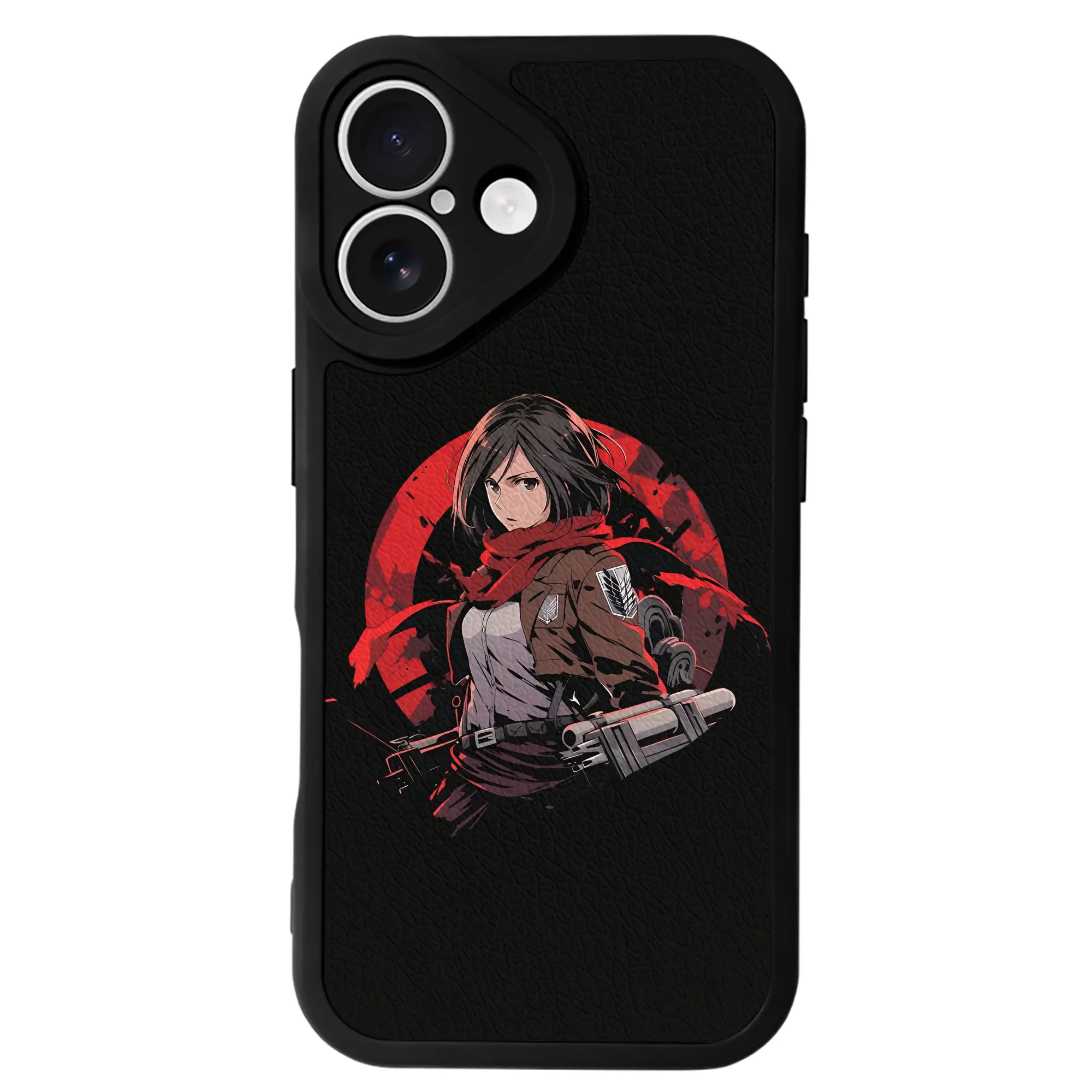 進撃の巨人 グッズ ミカサ・アッカーマン - IPhone 16シリーズ対応 ・ シリコンスマホケース ・ レザー調 ・ 高精度フィット ・ 耐衝撃 ・ ワイヤレス充電対応 ・ 精密カット